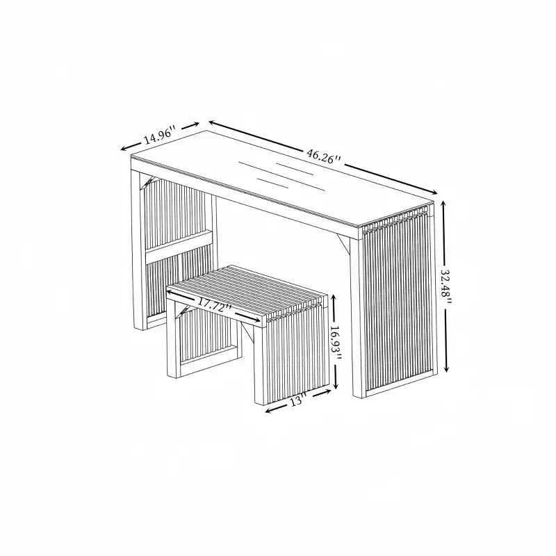 JVNOXK Set tavolo da pranzo e panca in legno di pino naturale con piano in vetro temperato, mobili da interno versatili per ingresso, cucina, soggiorno