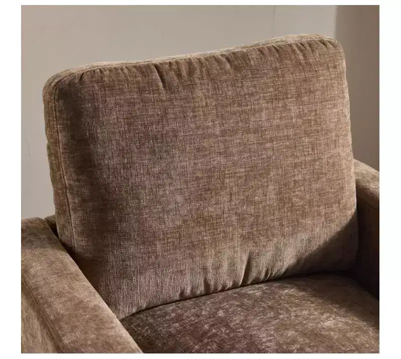 Poltrona imbottita moderna e comoda Karl Home con cuscino per lo schienale, poltrona girevole a barilotto quadrata a 360 gradi per soggiorno, beige