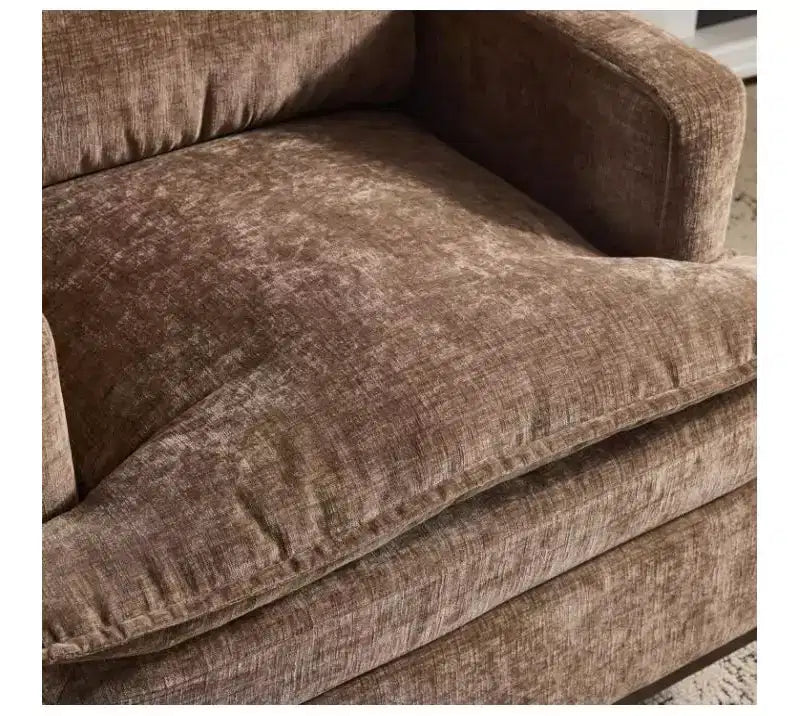 Poltrona imbottita moderna e comoda Karl Home con cuscino per lo schienale, poltrona girevole a barilotto quadrata a 360 gradi per soggiorno, beige