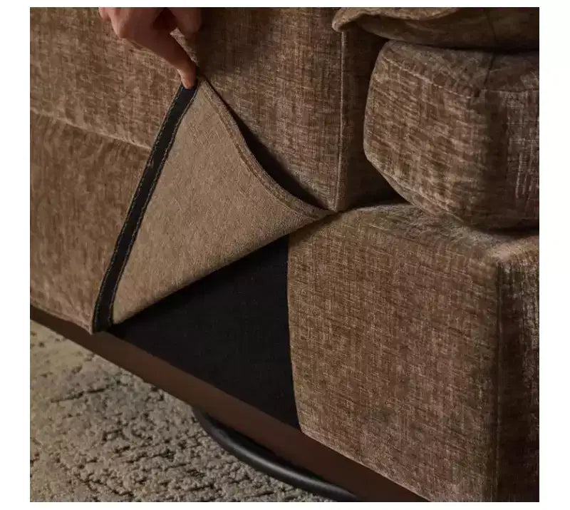 Poltrona imbottita moderna e comoda Karl Home con cuscino per lo schienale, poltrona girevole a barilotto quadrata a 360 gradi per soggiorno, beige