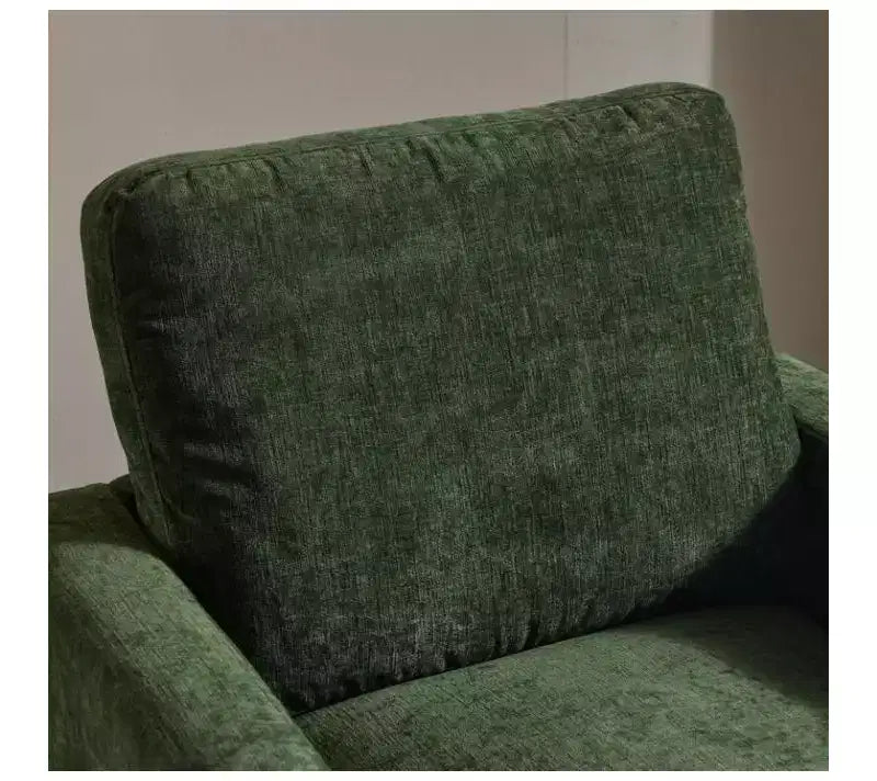 Poltrona imbottita moderna e comoda Karl Home con cuscino per lo schienale, poltrona girevole a barilotto quadrata a 360 gradi per soggiorno, beige