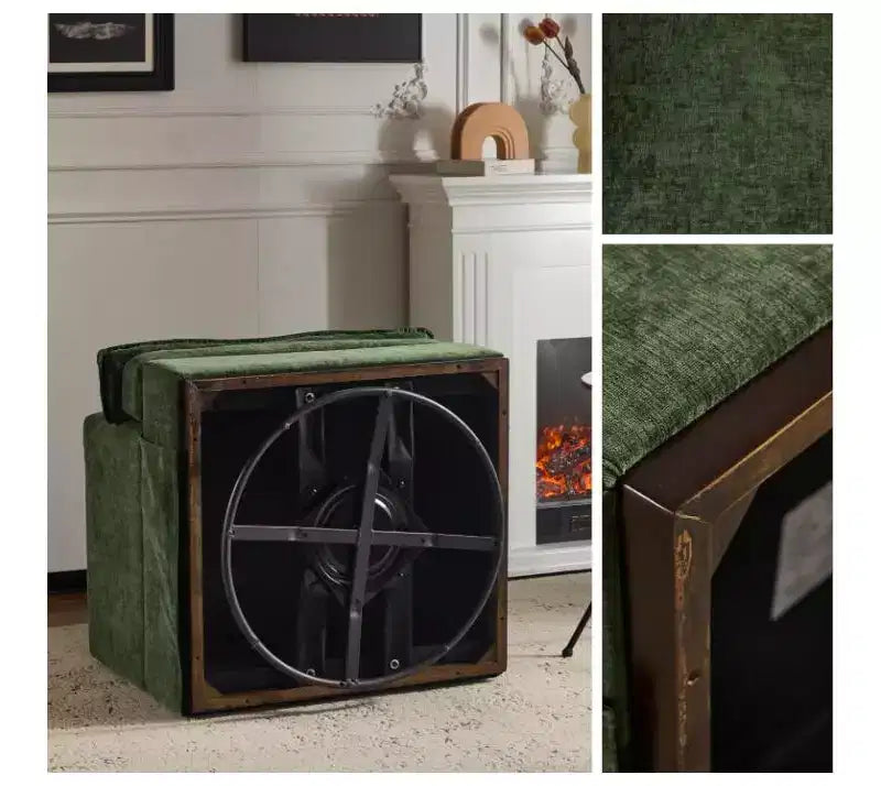 Poltrona imbottita moderna e comoda Karl Home con cuscino per lo schienale, poltrona girevole a barilotto quadrata a 360 gradi per soggiorno, beige