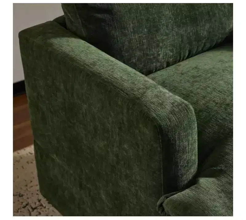 Poltrona imbottita moderna e comoda Karl Home con cuscino per lo schienale, poltrona girevole a barilotto quadrata a 360 gradi per soggiorno, beige