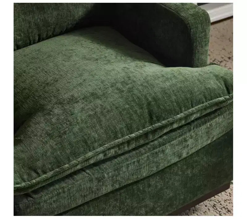 Poltrona imbottita moderna e comoda Karl Home con cuscino per lo schienale, poltrona girevole a barilotto quadrata a 360 gradi per soggiorno, beige