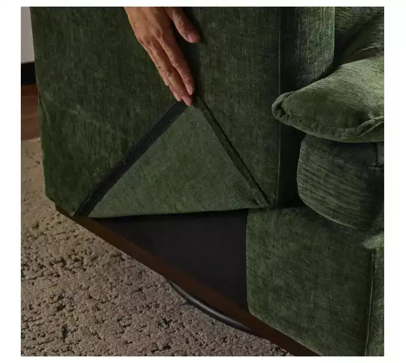 Poltrona imbottita moderna e comoda Karl Home con cuscino per lo schienale, poltrona girevole a barilotto quadrata a 360 gradi per soggiorno, beige