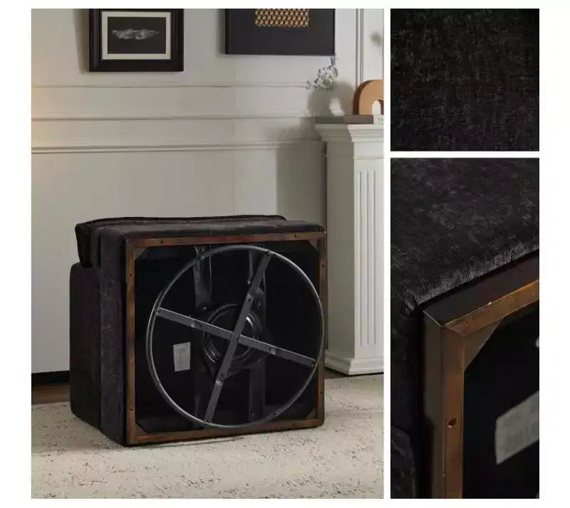 Poltrona imbottita moderna e comoda Karl Home con cuscino per lo schienale, poltrona girevole a barilotto quadrata a 360 gradi per soggiorno, beige