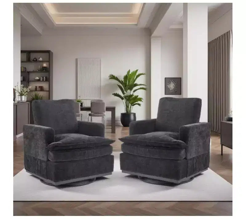 Poltrona imbottita moderna e comoda Karl Home con cuscino per lo schienale, poltrona girevole a barilotto quadrata a 360 gradi per soggiorno, beige
