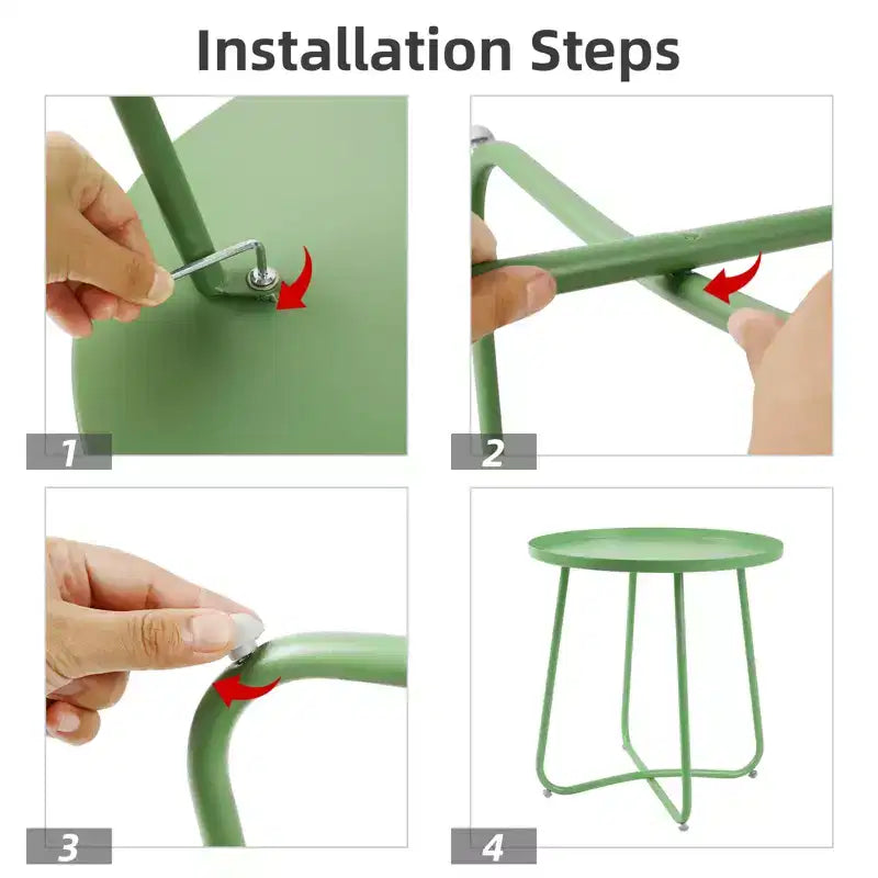 Tavolino da esterno rotondo ModernLuxe, tavolino con struttura antiruggine a forma di X e piano antiscivolo