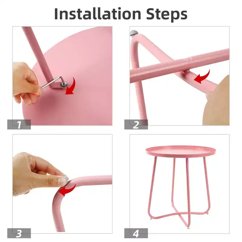 Tavolino da esterno rotondo ModernLuxe, tavolino con struttura antiruggine a forma di X e piano antiscivolo