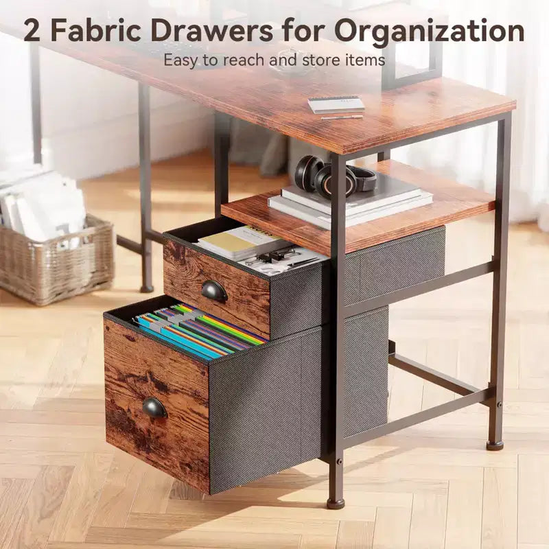 Scrivania ad angolo a L per computer da 168 cm, marrone, con stazione di ricarica, reversibile, per gaming, con schedario, supporto monitor, spazio di archiviazione, workstation per ufficio domestico