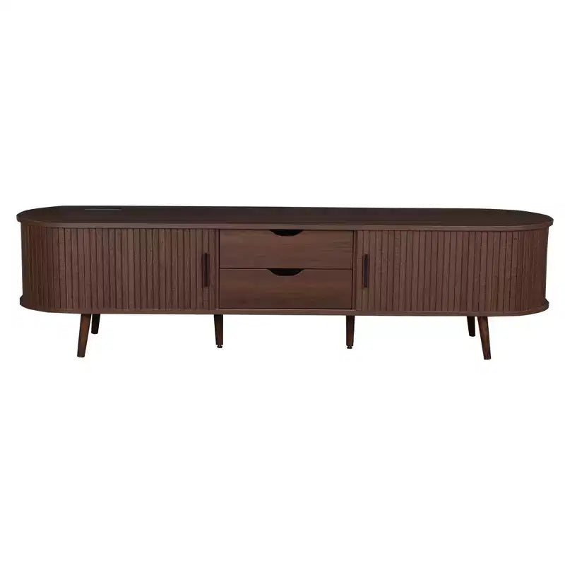 Mobile TV GDFStudio Edwin 70 Mid-Century Modern con anta a serrandina e presa di corrente