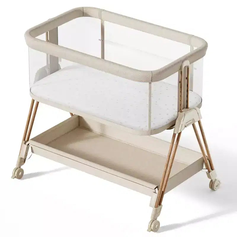 AmourLil Baby Bassinet Lettino Neonato Fianco Letto con Ruote e Vassoio Portaoggetti, Culla Portatile per Neonati