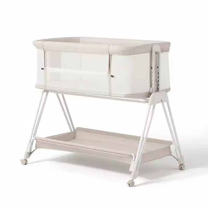 AmourLil Baby Bassinet Lettino Neonato Fianco Letto con Ruote e Vassoio Portaoggetti, Culla Portatile per Neonati