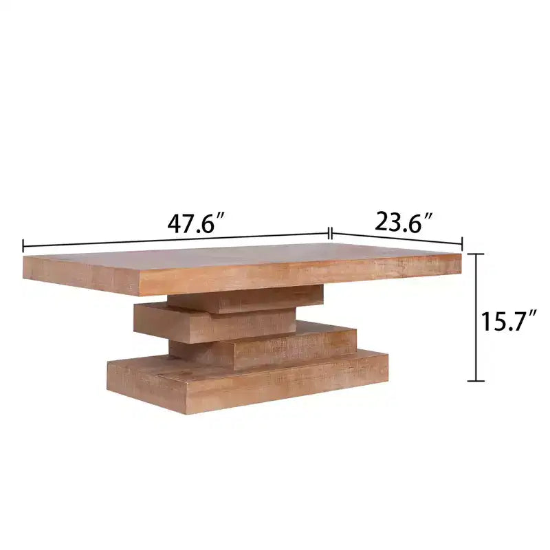 Tavolino da caffè rettangolare GDFStudio Halston moderno rustico in legno con base a blocchi
