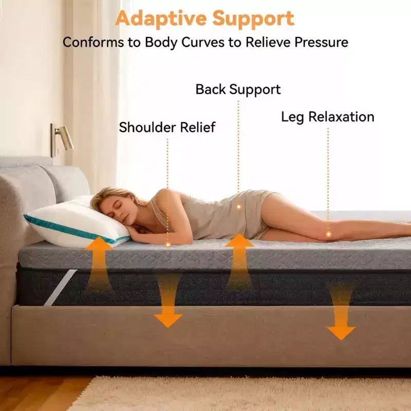 Topper per letto singolo Dyonery per alleviare il mal di schiena, in schiuma ad alta densità extra rigida da 7,5 cm con presa antiscivolo e fodera rimovibile lavabile