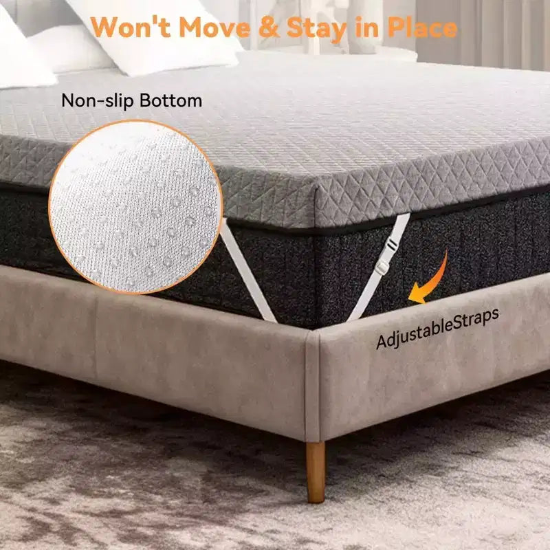 Topper per letto singolo Dyonery per alleviare il mal di schiena, in schiuma ad alta densità extra rigida da 7,5 cm con presa antiscivolo e fodera rimovibile lavabile