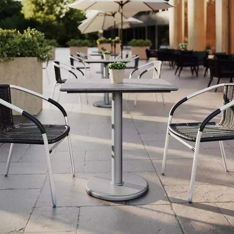 Flash Furniture Acadia Piano del Tavolo da Interno ed Esterno con Tecnologia HPL TopGuard e Base in Ghisa per Tavolo da Bistrò