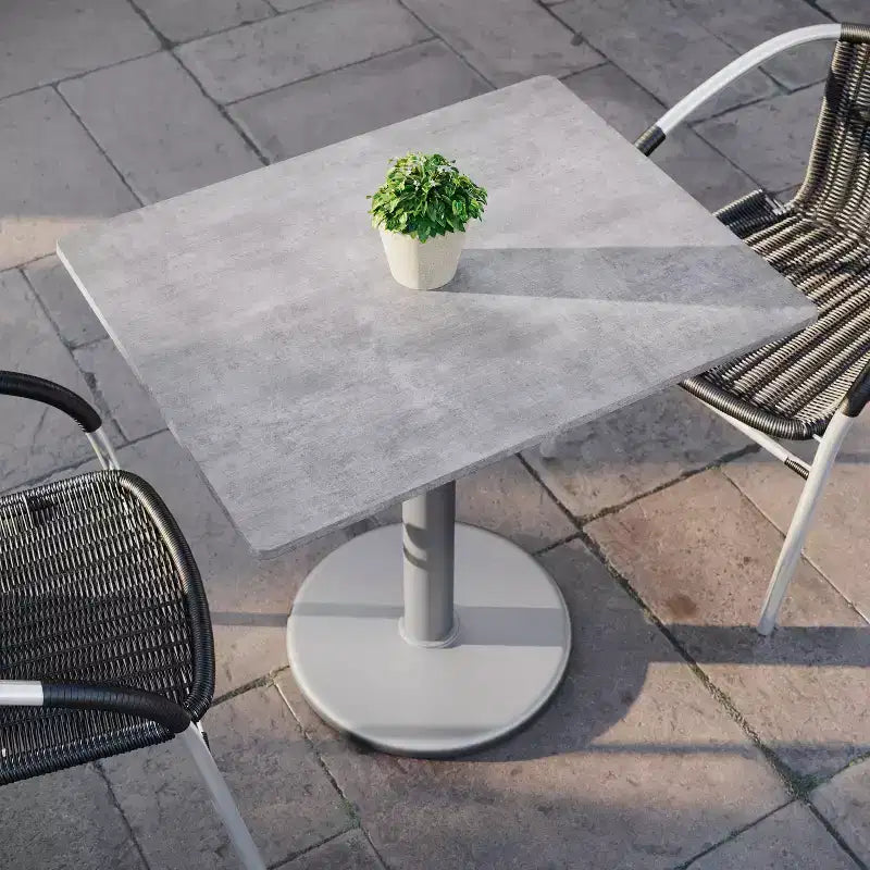 Flash Furniture Acadia Piano del Tavolo da Interno ed Esterno con Tecnologia HPL TopGuard e Base in Ghisa per Tavolo da Bistrò