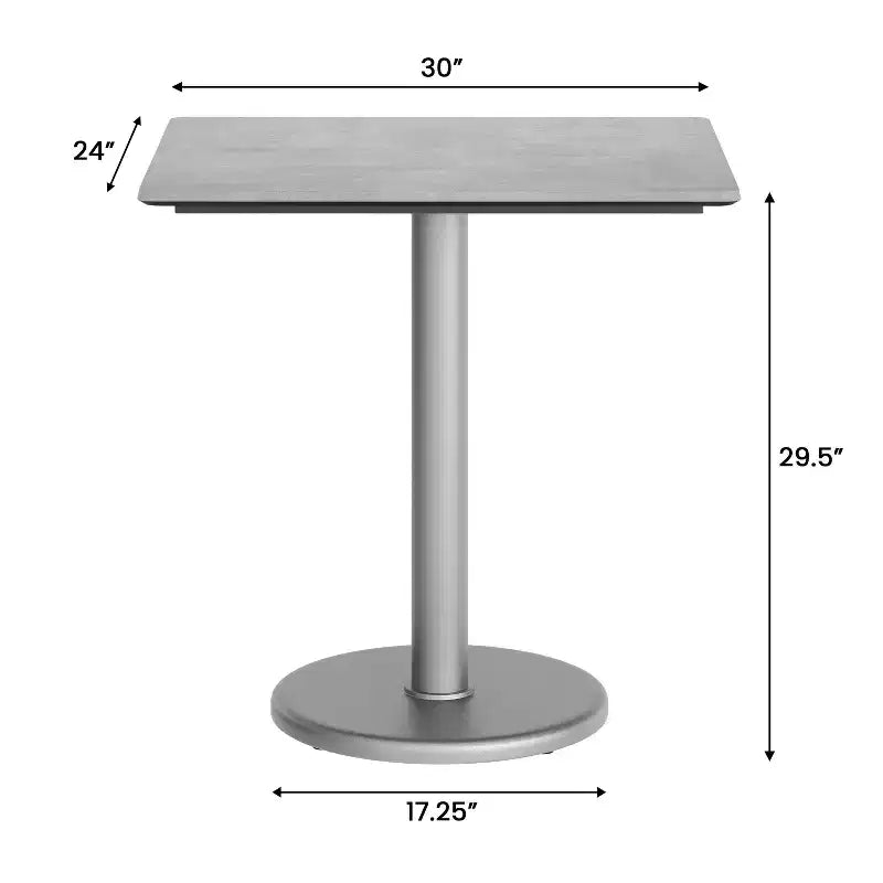 Flash Furniture Acadia Piano del Tavolo da Interno ed Esterno con Tecnologia HPL TopGuard e Base in Ghisa per Tavolo da Bistrò