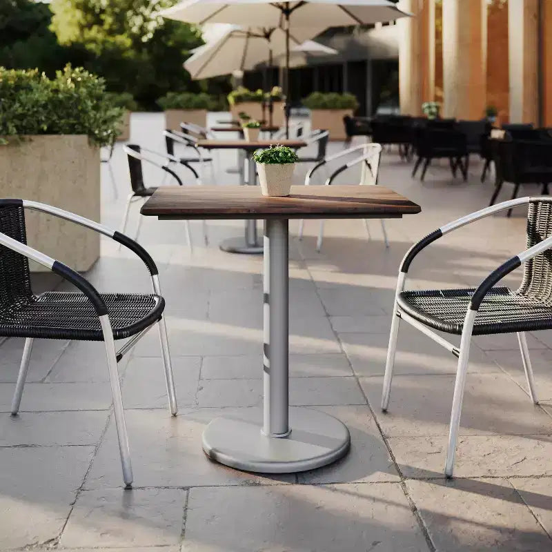 Flash Furniture Acadia Piano del Tavolo da Interno ed Esterno con Tecnologia HPL TopGuard e Base in Ghisa per Tavolo da Bistrò