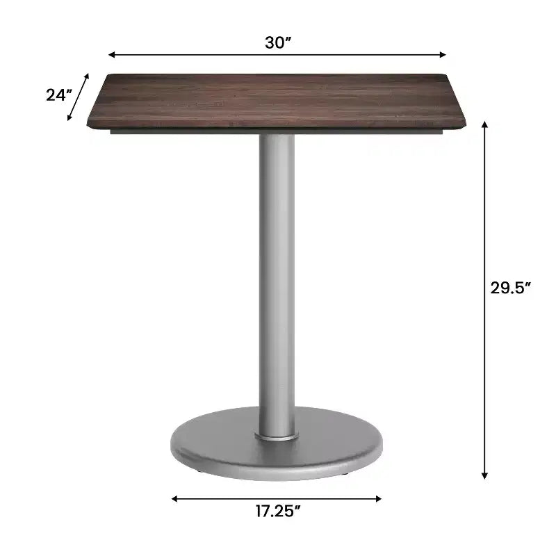 Flash Furniture Acadia Piano del Tavolo da Interno ed Esterno con Tecnologia HPL TopGuard e Base in Ghisa per Tavolo da Bistrò