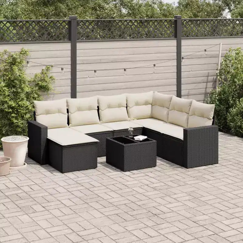 vidaXL Set Divani da Giardino Nero, Bianco Crema