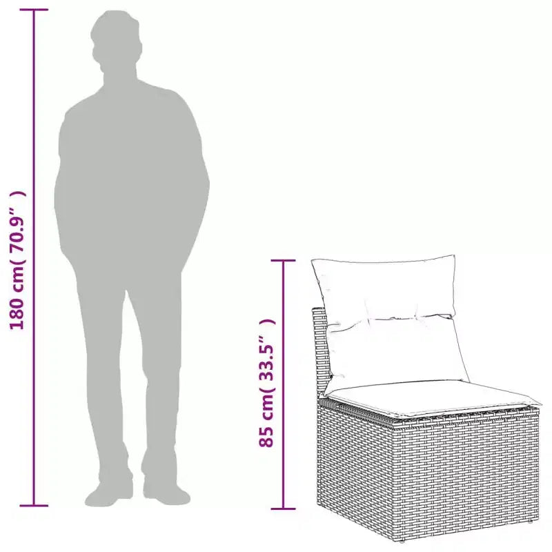 vidaXL Salotto da Giardino Nero, Bianco Crema, in Rattan PE, Grande
