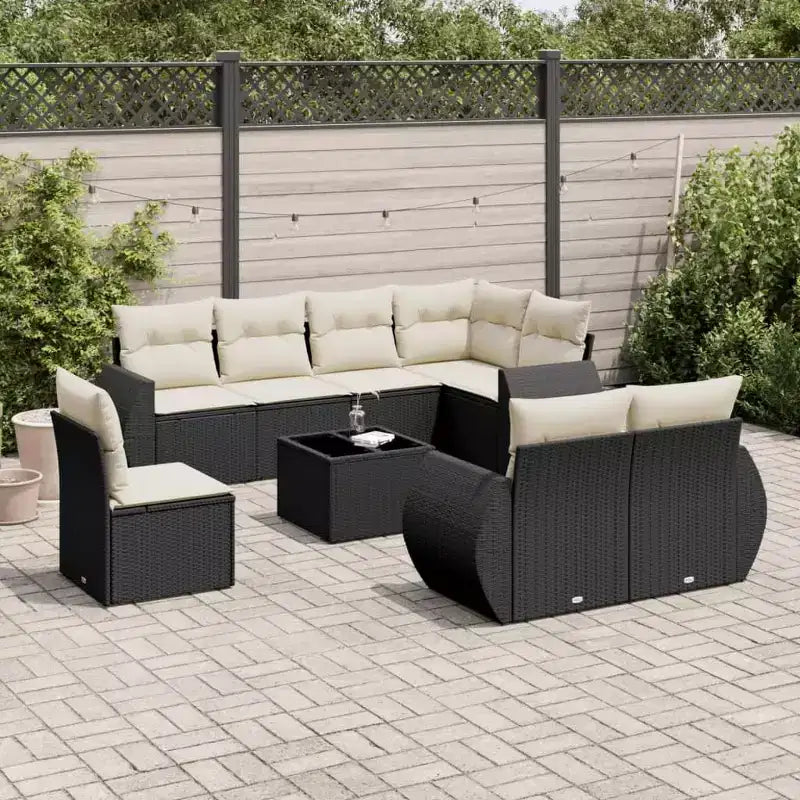 vidaXL Salotto da Giardino Nero, Bianco Crema, in Rattan PE, Grande