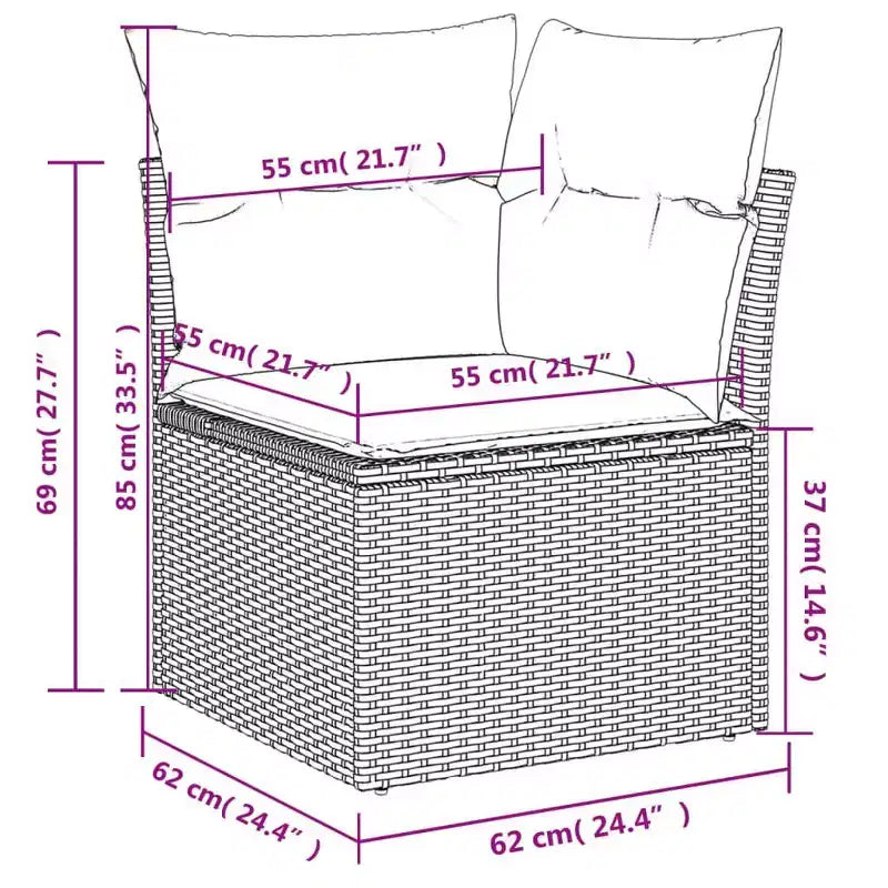 vidaXL Set divani da giardino in polyrattan nero, grande, componibile