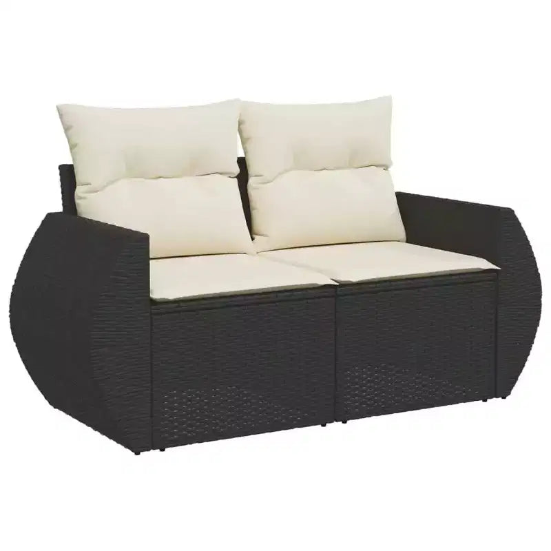 vidaXL Set divani da giardino in polyrattan nero, grande, componibile