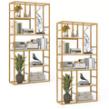 Gymax 2PCS 5 Tier Freestanding Bookshelf w/Open Storage Shelves Anti-Tipping Devices Golden