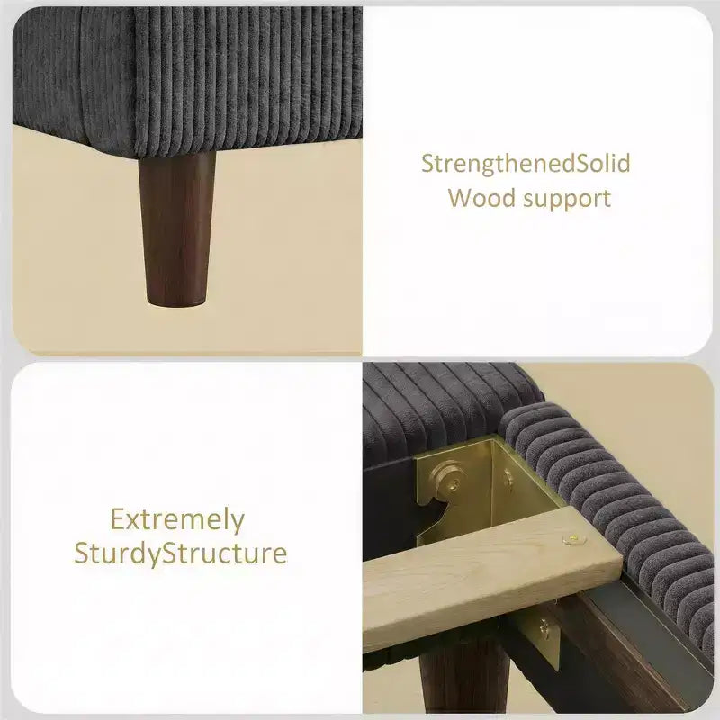Dyonery Queen Struttura Letto in Velluto a Coste, Struttura Letto Moderna con Testiera a Onde Alta 142 cm, Nessuna Molla Richiesta, Facile Montaggio