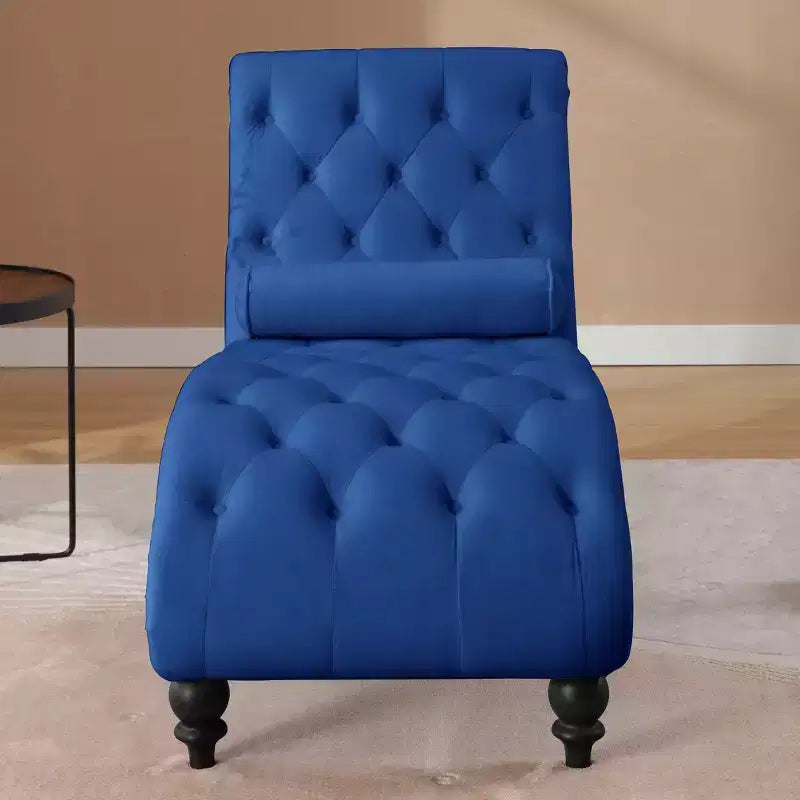 GDFStudio Parley Chaise Longue Rivestita in Velluto Vintage con Schienale Trapuntato e Bordi con Borchie