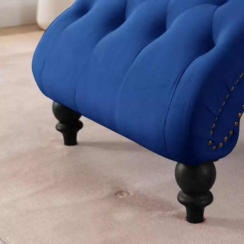 GDFStudio Parley Chaise Longue Rivestita in Velluto Vintage con Schienale Trapuntato e Bordi con Borchie