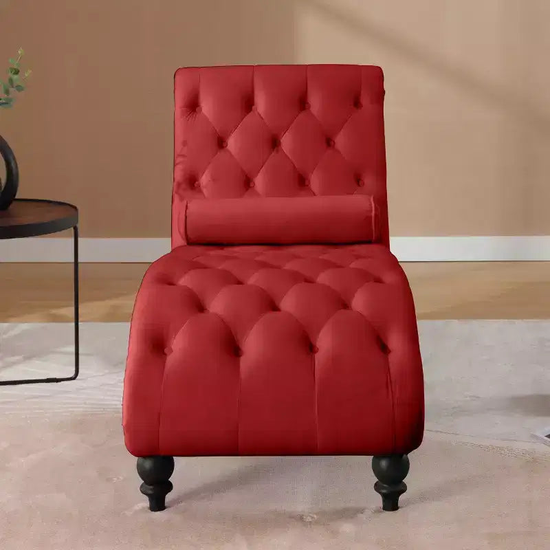 GDFStudio Parley Chaise Longue Rivestita in Velluto Vintage con Schienale Trapuntato e Bordi con Borchie