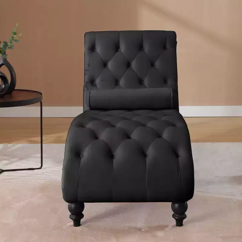 GDFStudio Parley Chaise Longue Rivestita in Velluto Vintage con Schienale Trapuntato e Bordi con Borchie