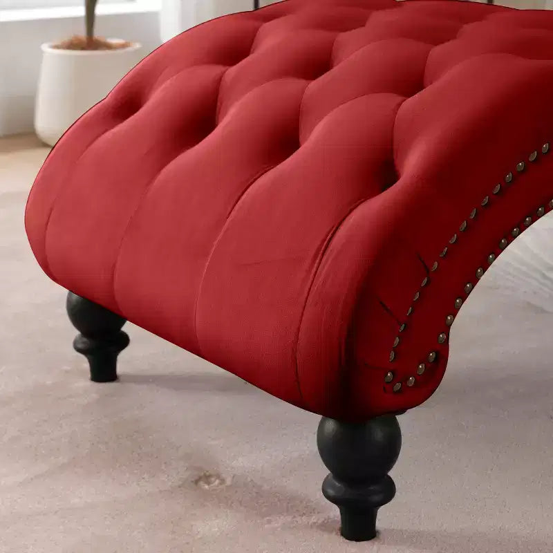 GDFStudio Parley Chaise Longue Rivestita in Velluto Vintage con Schienale Trapuntato e Bordi con Borchie