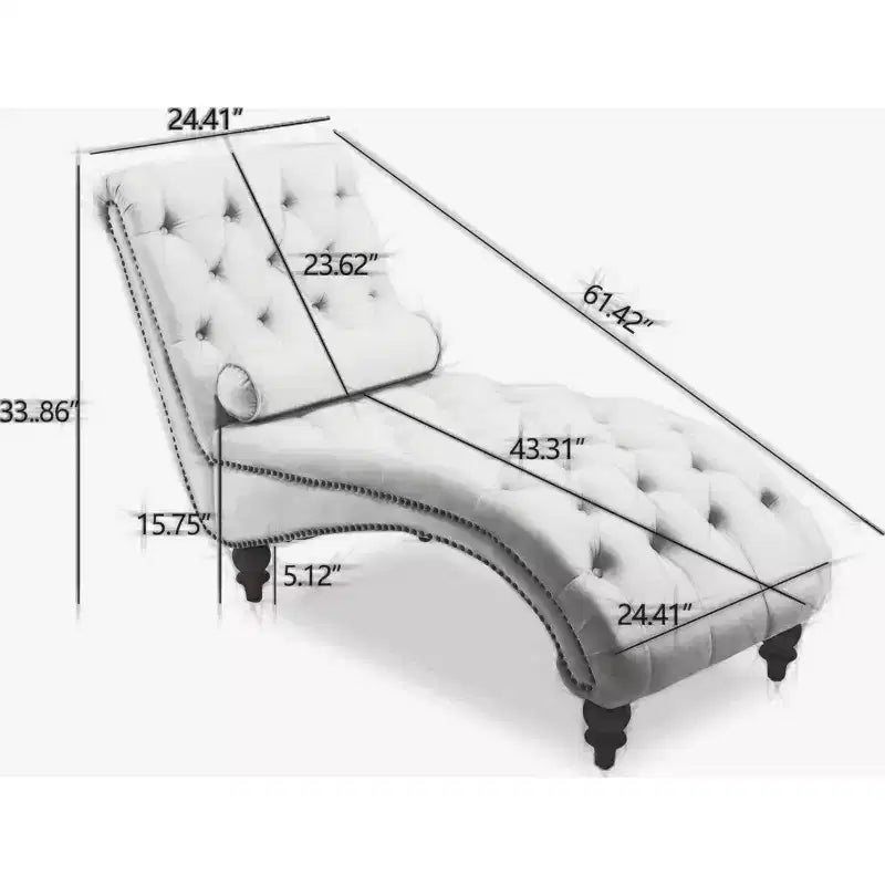 GDFStudio Parley Chaise Longue Rivestita in Velluto Vintage con Schienale Trapuntato e Bordi con Borchie