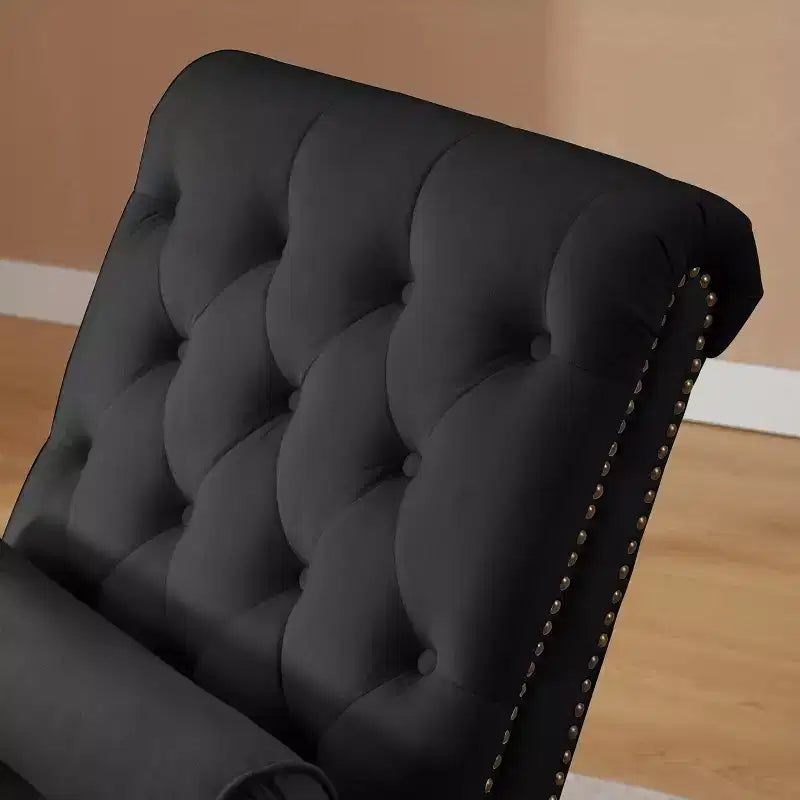 GDFStudio Parley Chaise Longue Rivestita in Velluto Vintage con Schienale Trapuntato e Bordi con Borchie