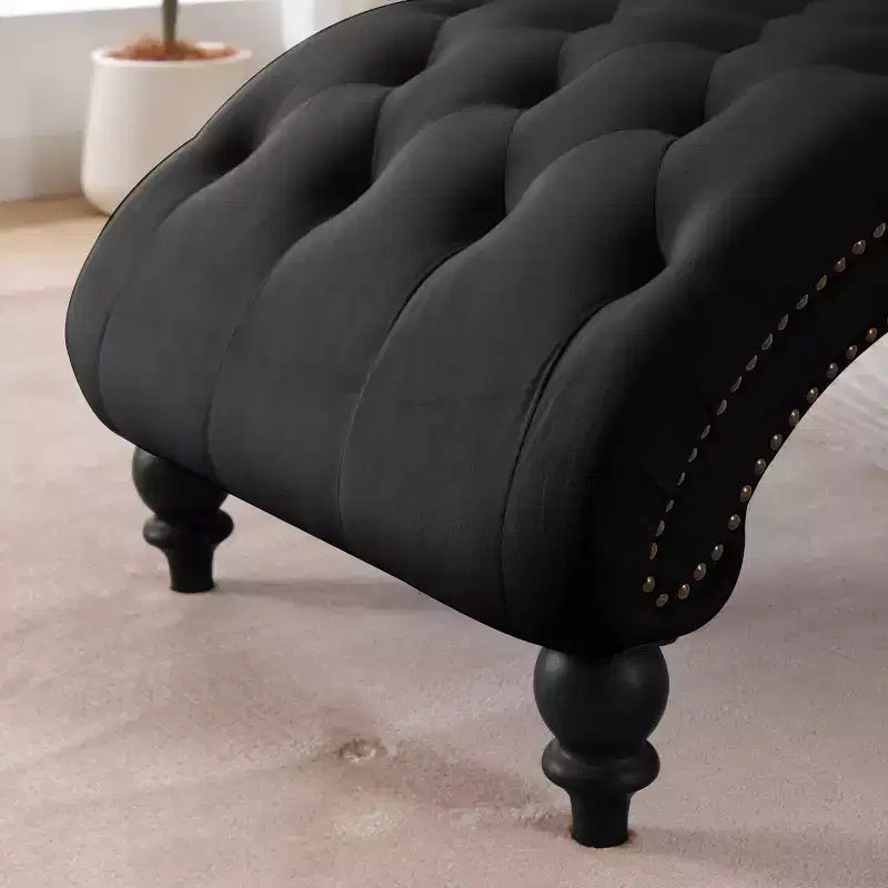GDFStudio Parley Chaise Longue Rivestita in Velluto Vintage con Schienale Trapuntato e Bordi con Borchie