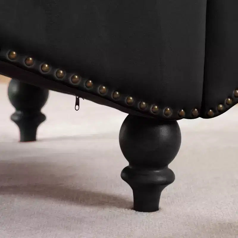 GDFStudio Parley Chaise Longue Rivestita in Velluto Vintage con Schienale Trapuntato e Bordi con Borchie