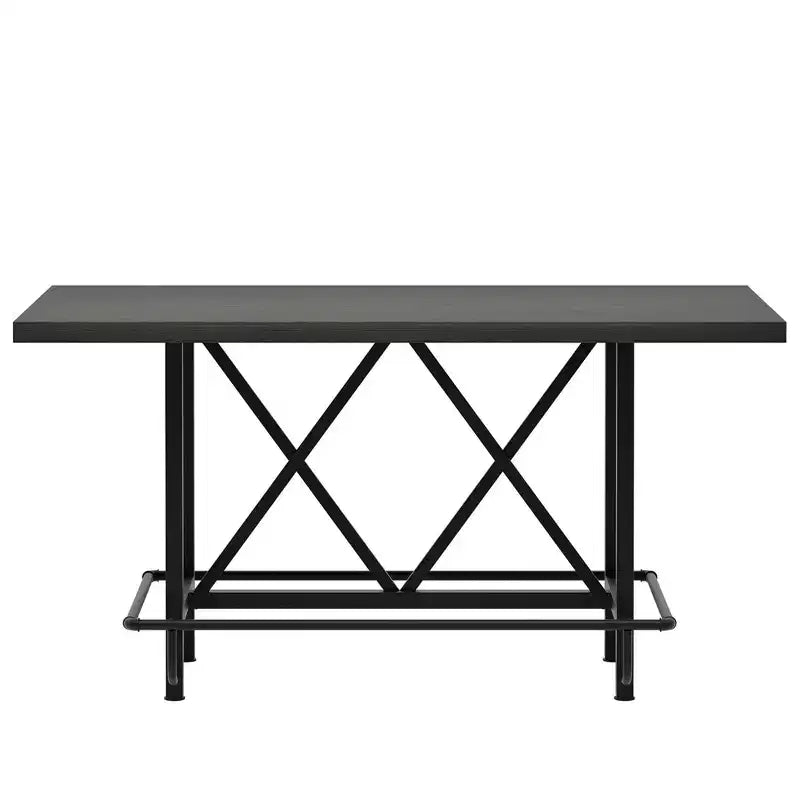 MAYEERTY 63 Tavolo da pranzo industriale altezza bancone, piano in legno rustico a 6 posti e gambe in metallo con poggiapiedi, tavolo da cucina e da lavoro multiuso