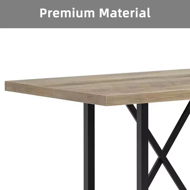 MAYEERTY 63 Tavolo da pranzo industriale altezza bancone, piano in legno rustico a 6 posti e gambe in metallo con poggiapiedi, tavolo da cucina e da lavoro multiuso
