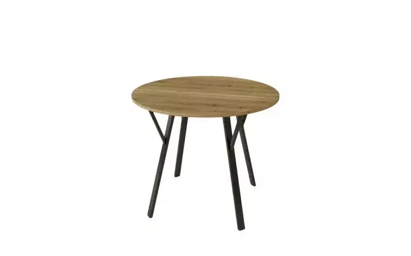 Tavolo da pranzo rotondo da 35,43 pollici, piccolo tavolo da cucina circolare con gambe in metallo nero per 2-4 persone, tavolo da pranzo moderno, marrone (solo tavolo)