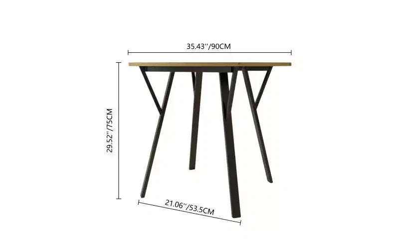 Tavolo da pranzo rotondo da 35,43 pollici, piccolo tavolo da cucina circolare con gambe in metallo nero per 2-4 persone, tavolo da pranzo moderno, marrone (solo tavolo)