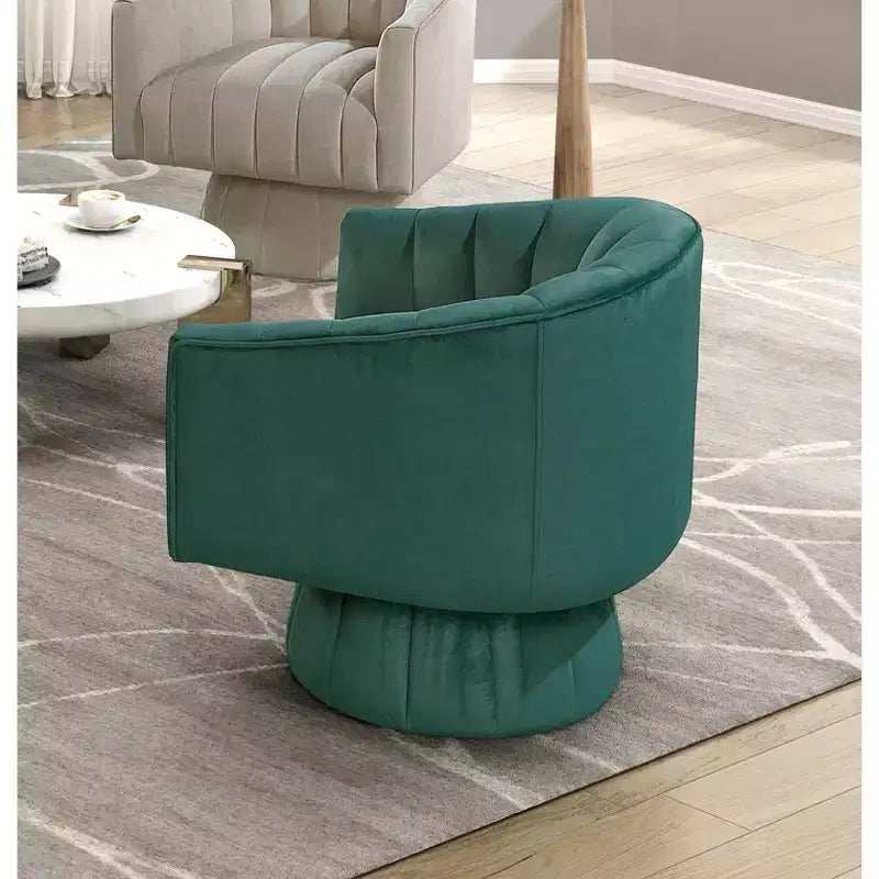GDFStudio Madison - Poltrona Girevole Accent con Braccioli a Botte, Moderna, Rivestita in Velluto, con Struttura in Legno