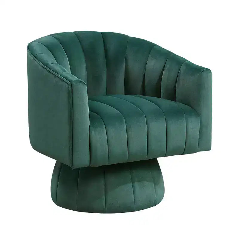GDFStudio Madison - Poltrona Girevole Accent con Braccioli a Botte, Moderna, Rivestita in Velluto, con Struttura in Legno