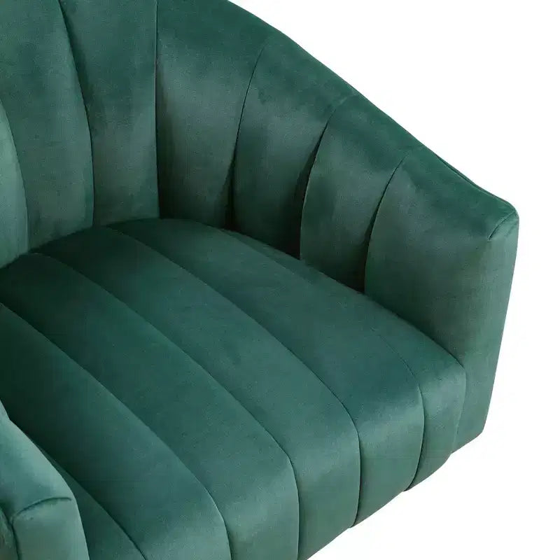 GDFStudio Madison - Poltrona Girevole Accent con Braccioli a Botte, Moderna, Rivestita in Velluto, con Struttura in Legno