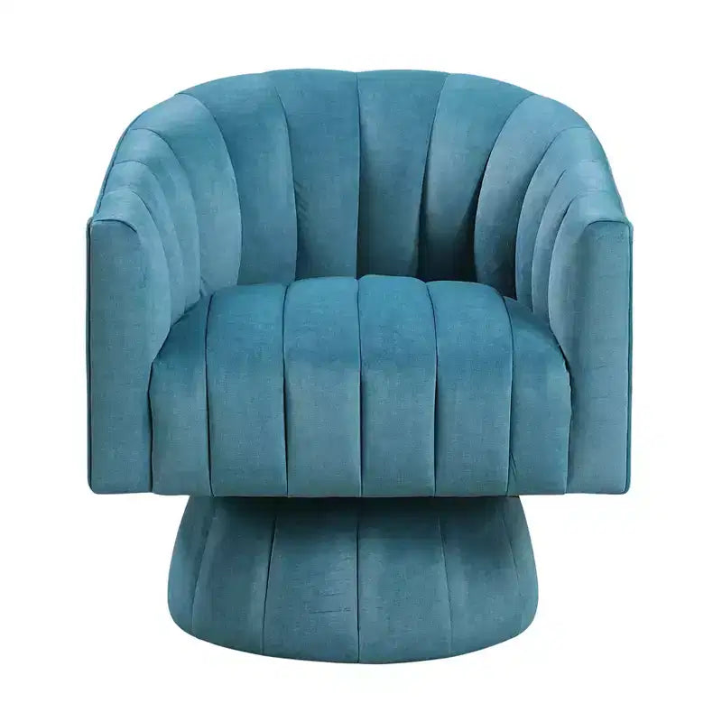 GDFStudio Madison - Poltrona Girevole Accent con Braccioli a Botte, Moderna, Rivestita in Velluto, con Struttura in Legno