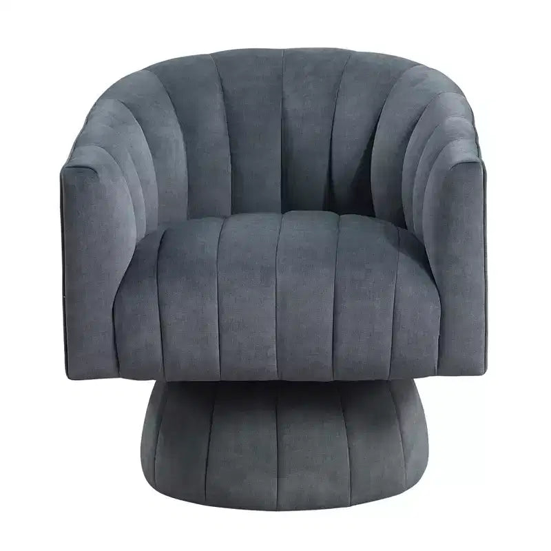 GDFStudio Madison - Poltrona Girevole Accent con Braccioli a Botte, Moderna, Rivestita in Velluto, con Struttura in Legno